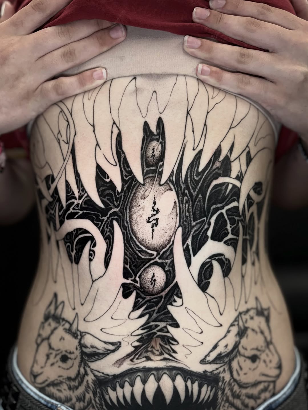 Tattoo by @8jinx9 — blackwork, dotwork