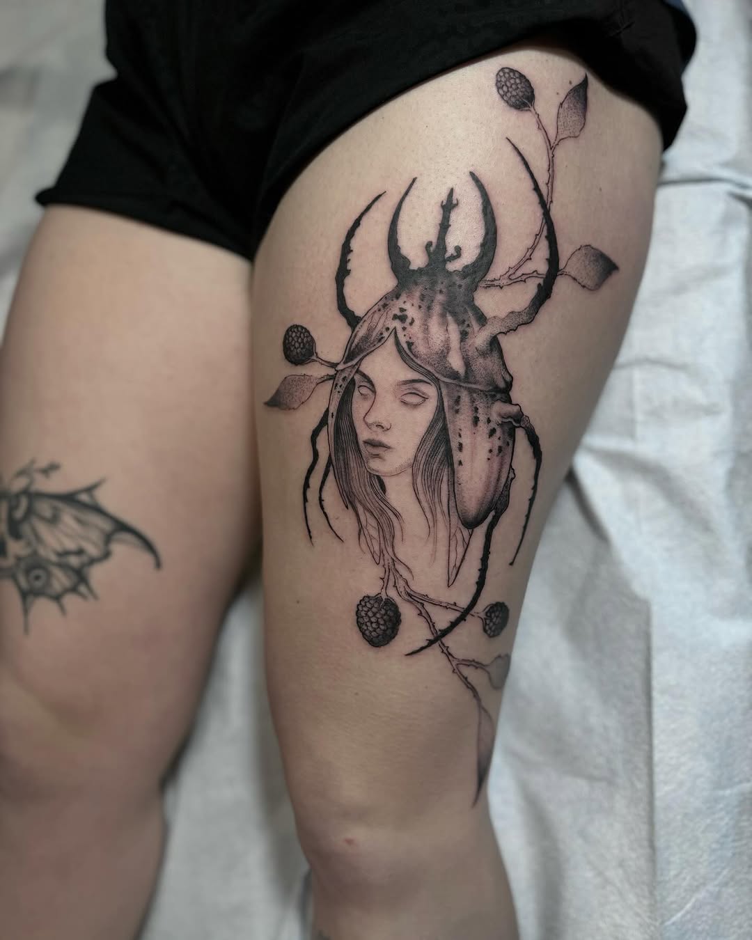 Tattoo by @sezarutattoos — dark_realism, black_and_grey