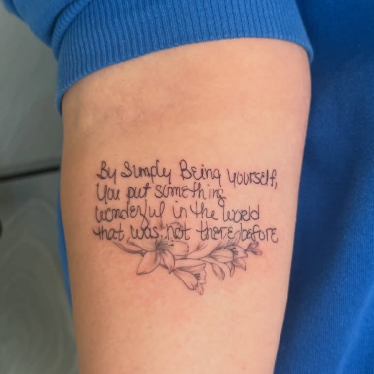 Tattoo by @aj.tattoos.piercings — lettering_script, fine_line