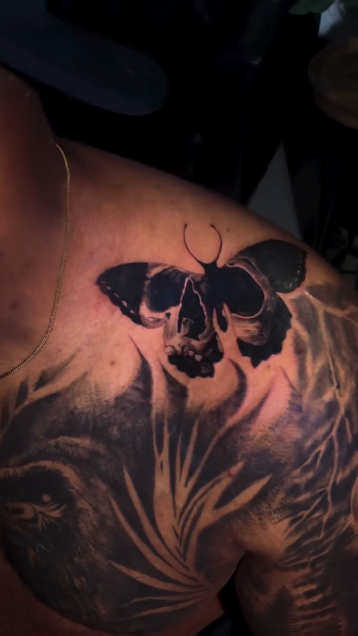 Tattoo by @chrislawtattoos — dark_realism, black_and_grey