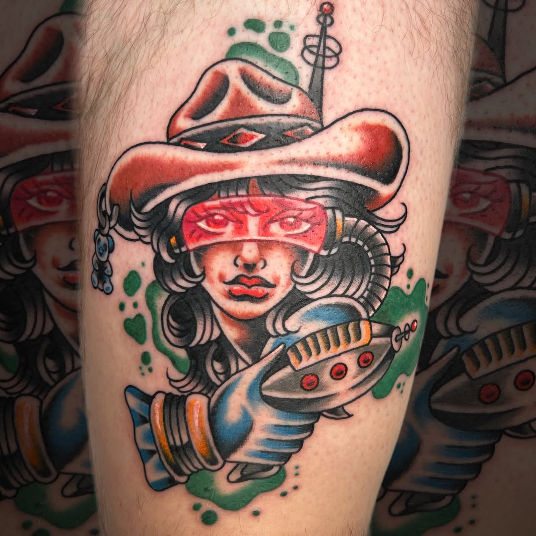 Tattoo by @flying_tiger_social_club — new_school, trash_polka