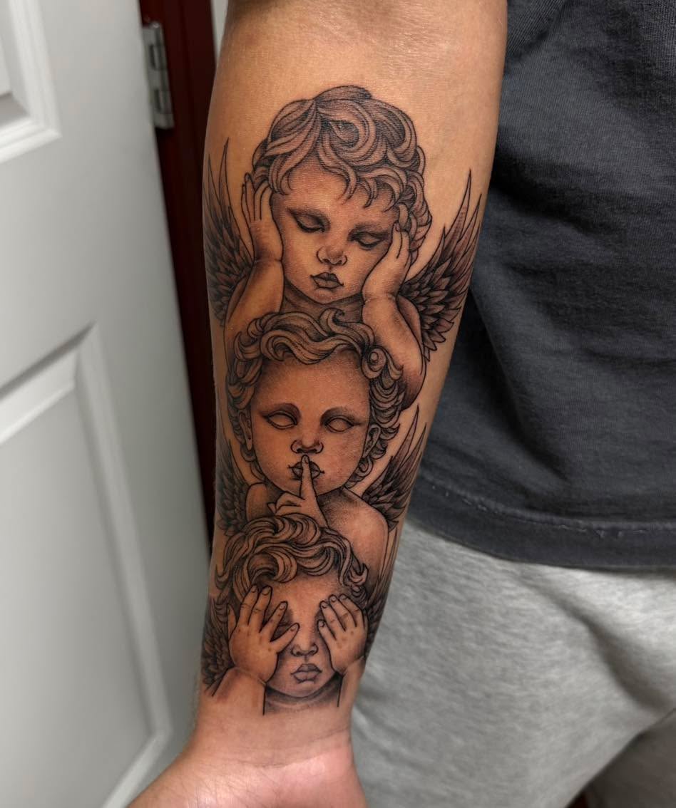 Tattoo by @juliabodyart โ realism, black_and_grey