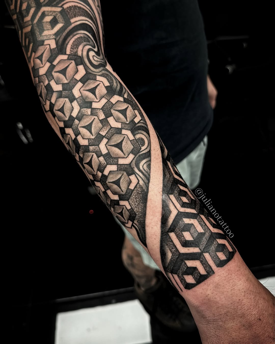 Tattoo by @julianotattoo β geometric, dotwork