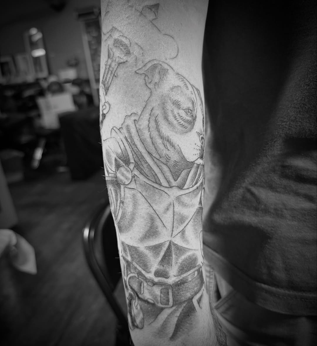 Tattoo by @cyborgbrains — realism, black_and_grey