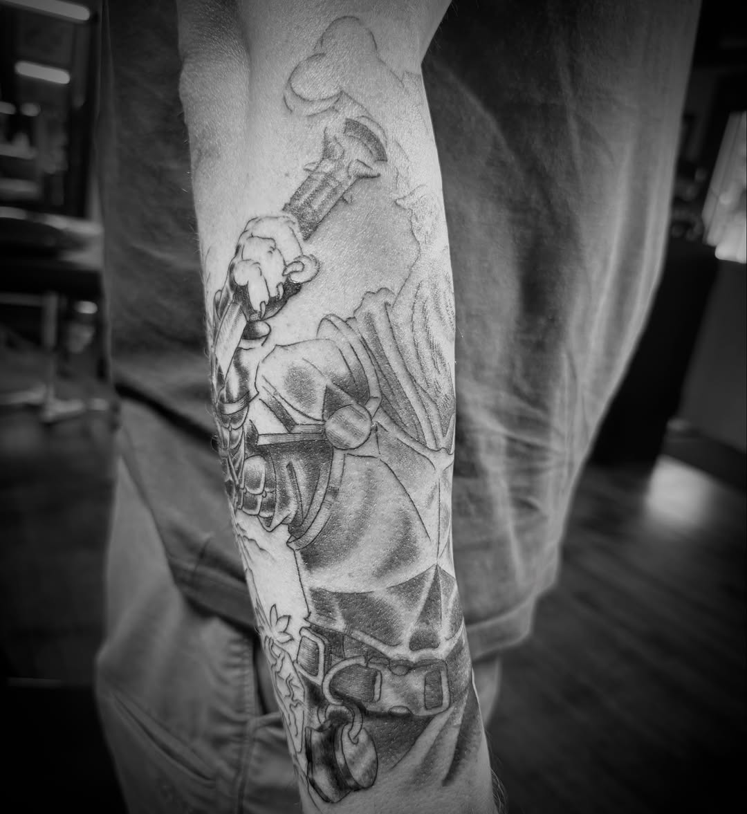 Tattoo by @cyborgbrains — black_and_grey, realism
