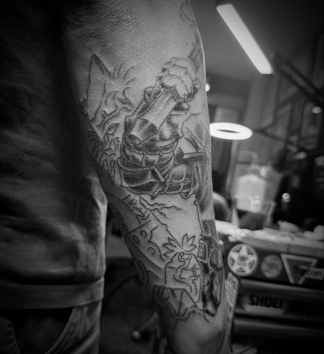 Tattoo by @cyborgbrains — black_and_grey, illustrative