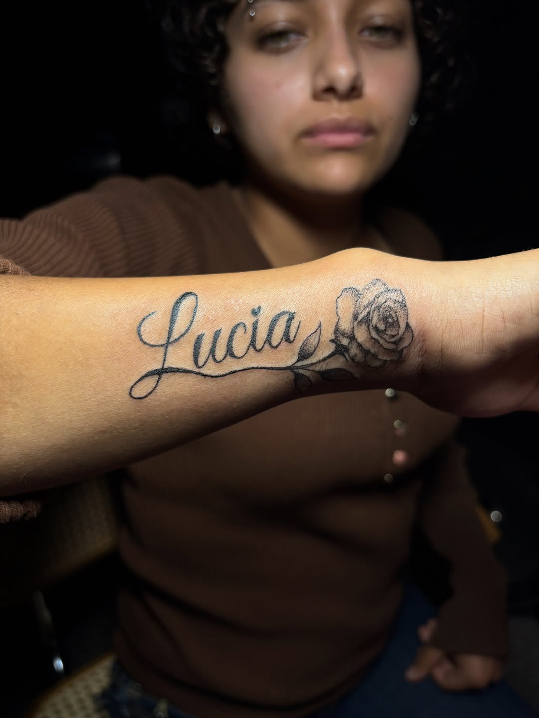 Tattoo by @winniinks — lettering_script, black_and_grey