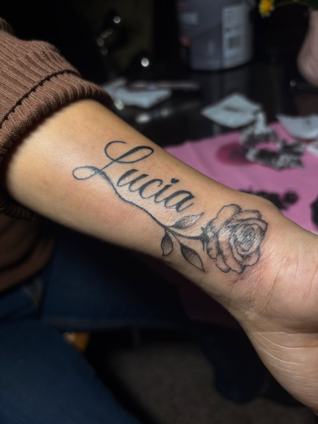 Tattoo by @winniinks — lettering_script, fine_line