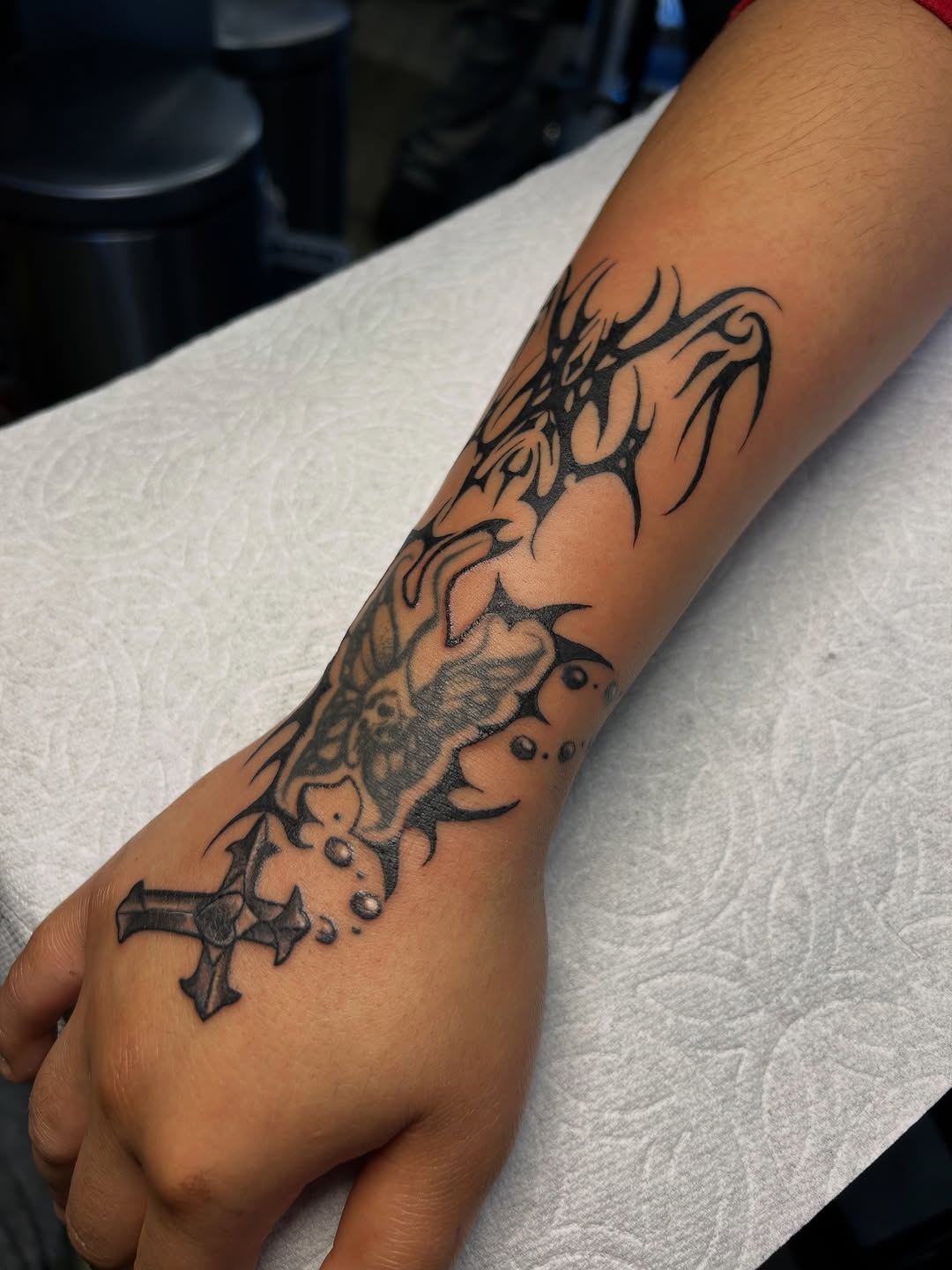 Tattoo by @enemytattoo — tribal, black_and_grey