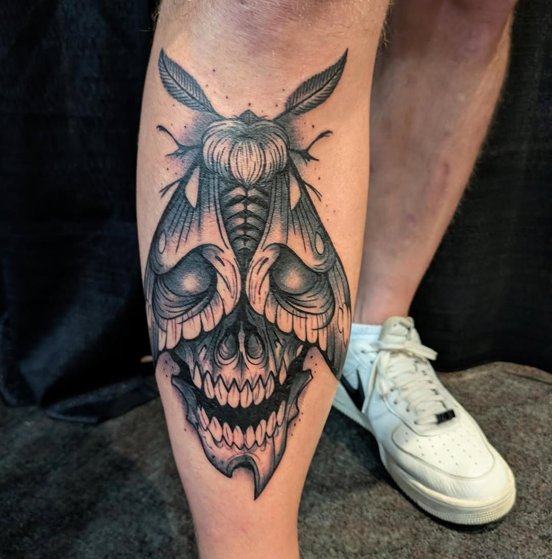 Tattoo by @kellysevertson — black_and_grey, dark_realism