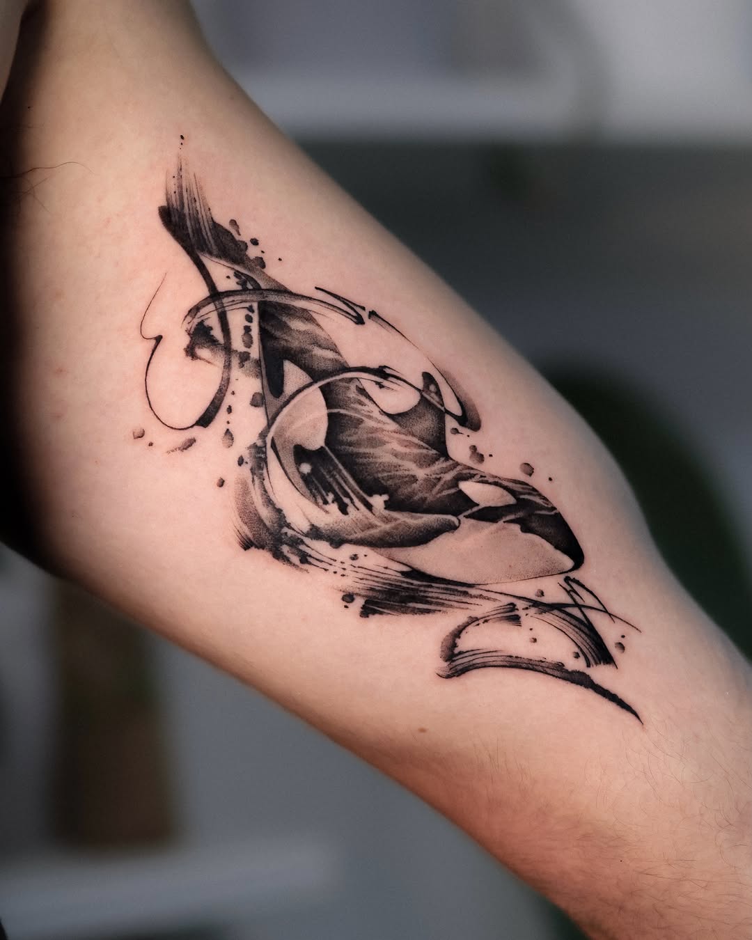 Tattoo by @orca._ink — black_and_grey, illustrative