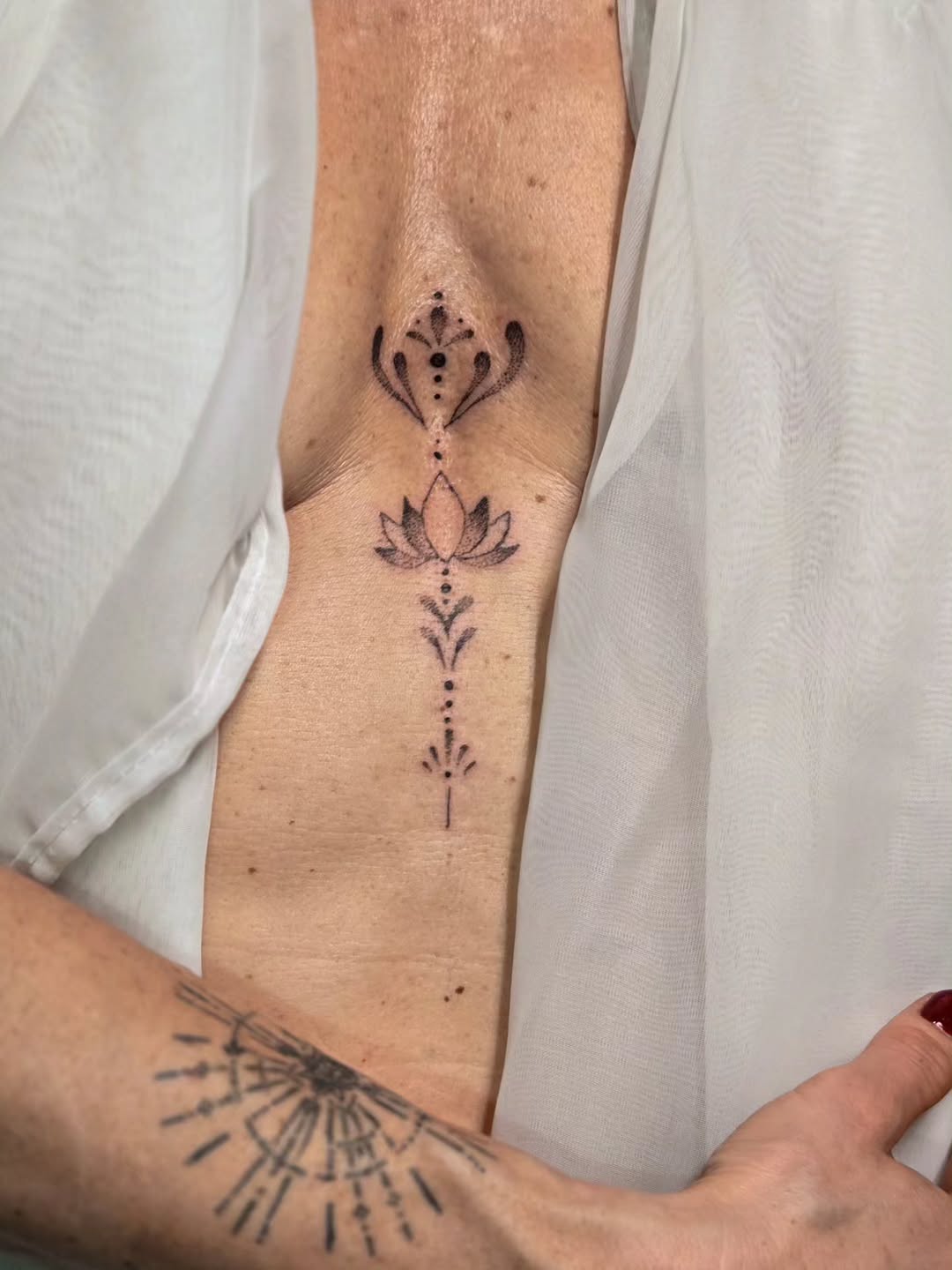Tattoo by @meditating_ink — fine_line, dotwork