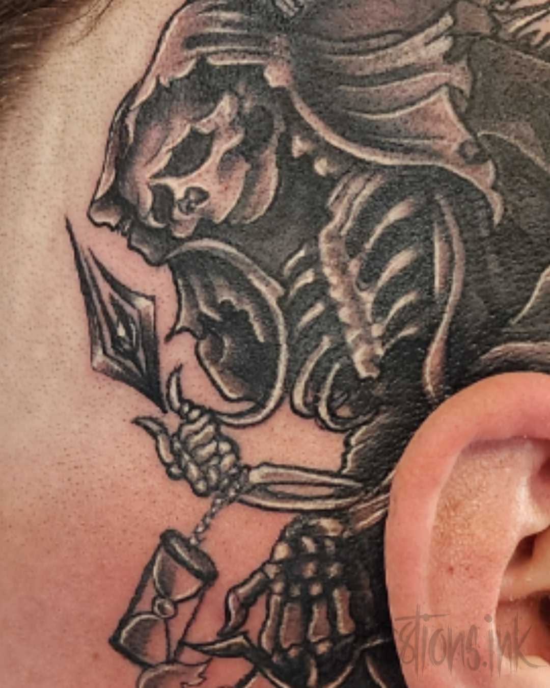 Tattoo by @cre8tionsink — dark_realism, black_and_grey