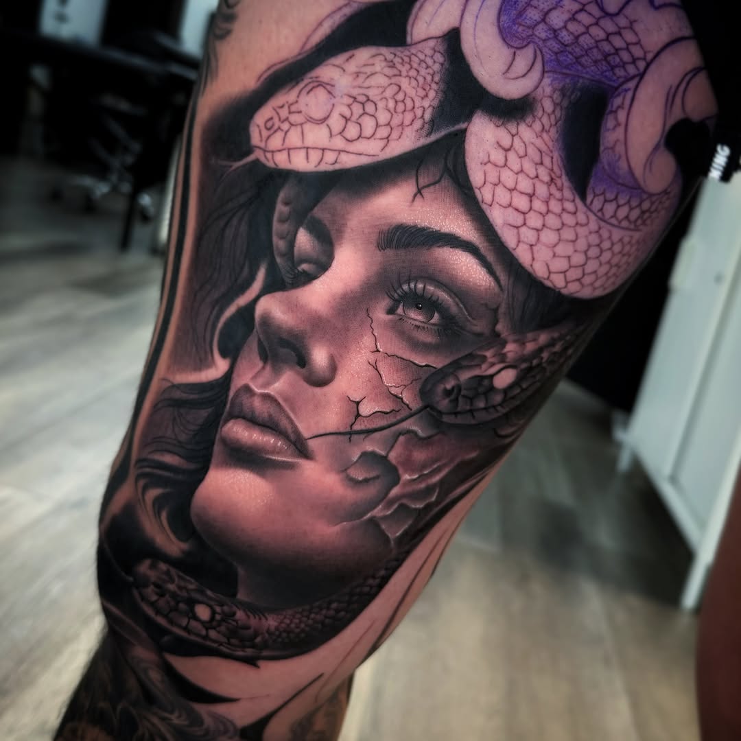 Tattoo by @inkbymaaku — realism, black_and_grey