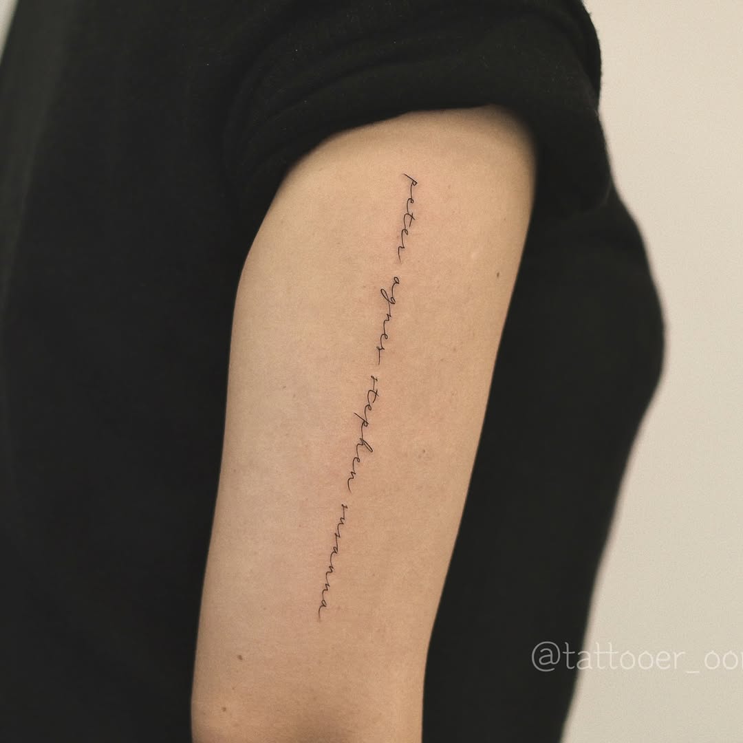 Tattoo by @tattooer_oom — lettering_script, fine_line