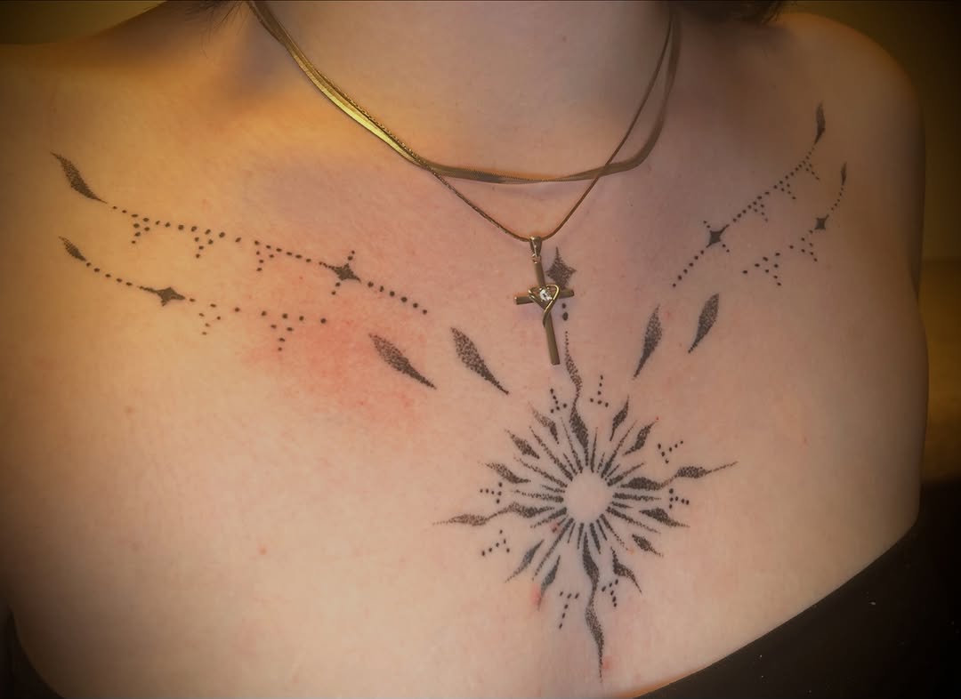 Tattoo by @elyse.ink — dotwork, geometric