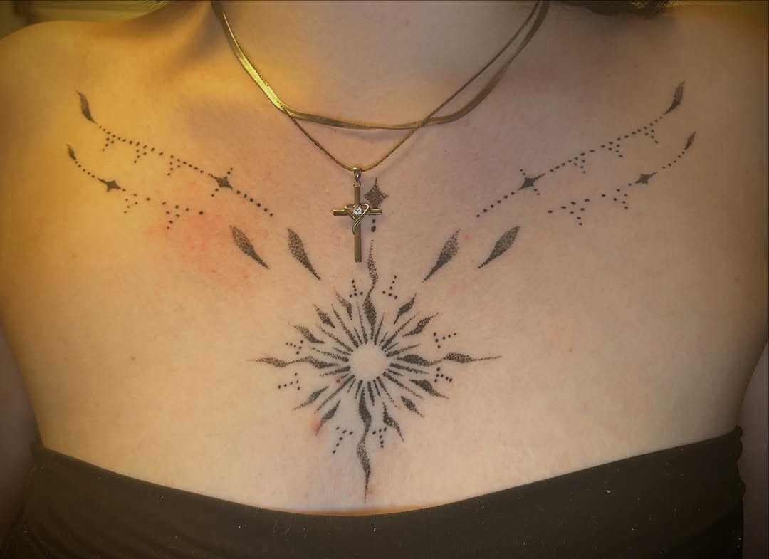 Tattoo by @elyse.ink — dotwork, geometric