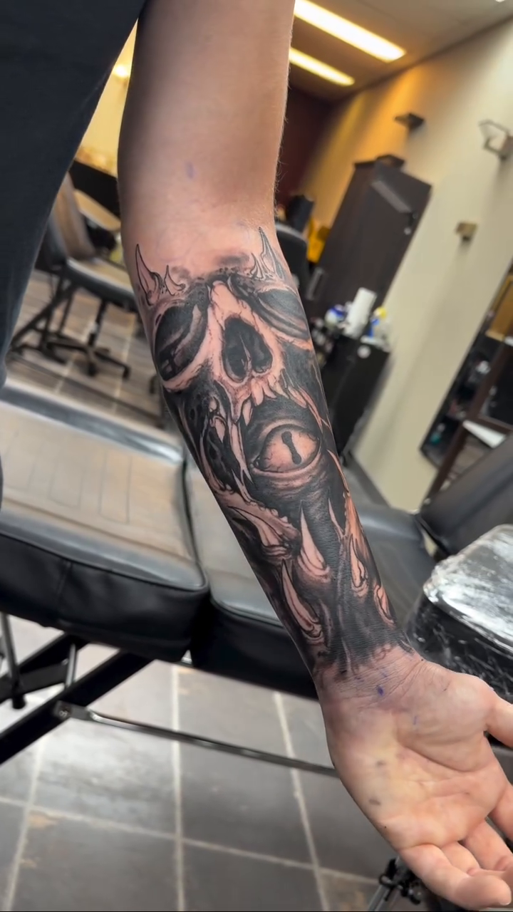 Tattoo by @joe_antonio_tattoos — dark_realism, black_and_grey