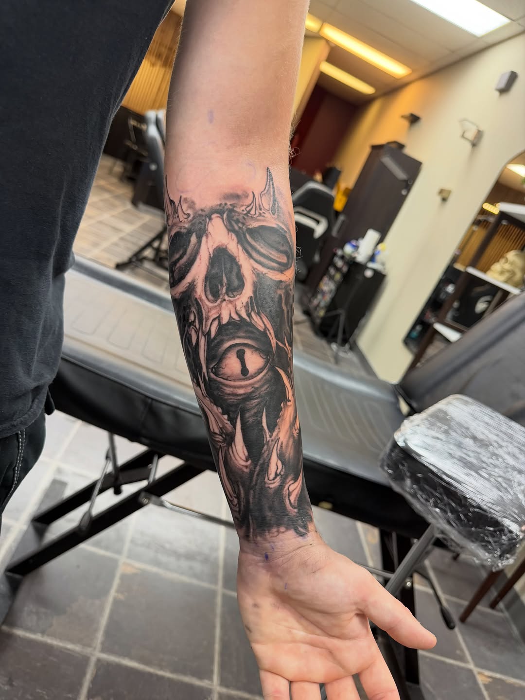 Tattoo by @joe_antonio_tattoos — black_and_grey, dark_realism