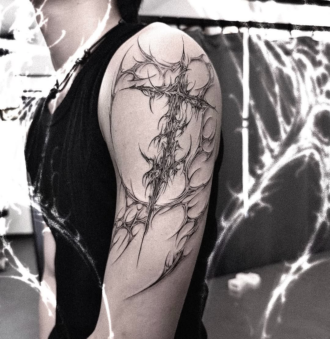 Tattoo by @haeng.art — blackwork, geometric