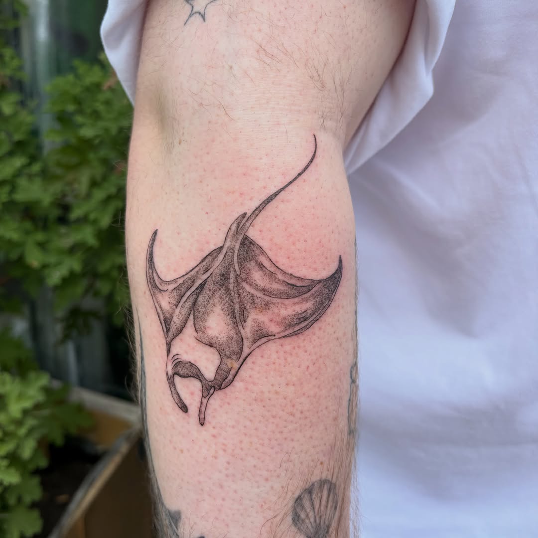 Tattoo by @cress.inc — black_and_grey, dotwork