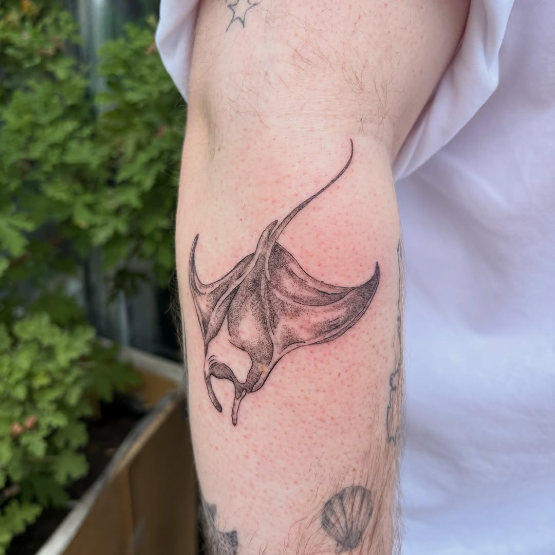 Tattoo by @cress.inc — black_and_grey, dotwork
