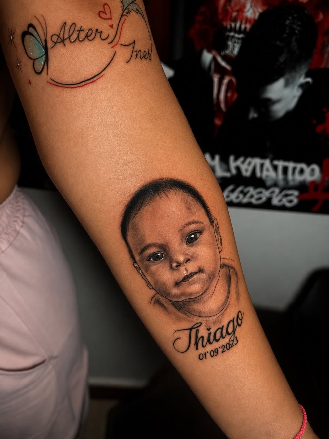 Tattoo by @m_kytattoo — realism, lettering_script