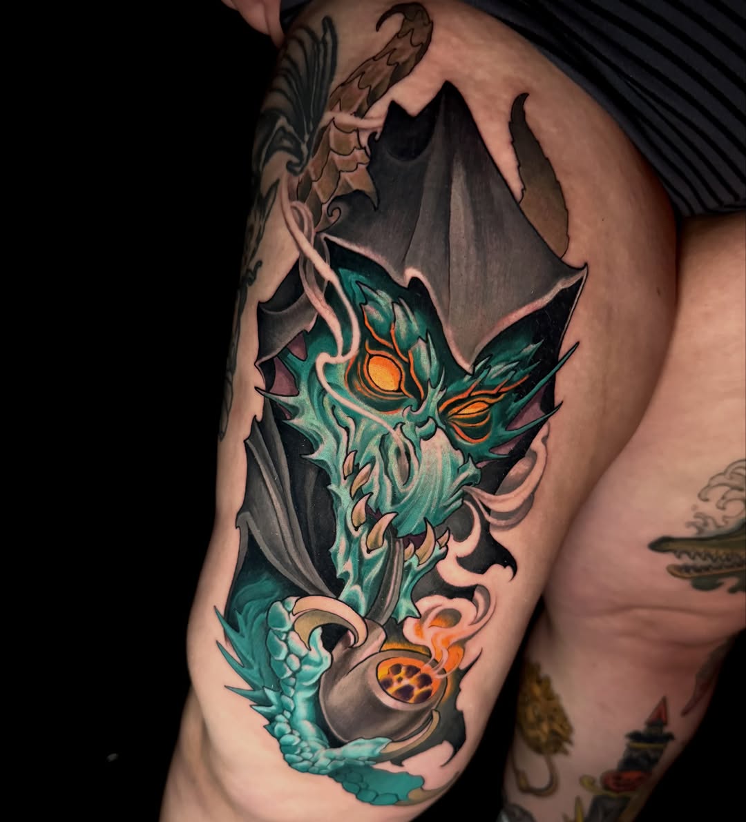 Tattoo by @persingtattoo — new_school, blackwork