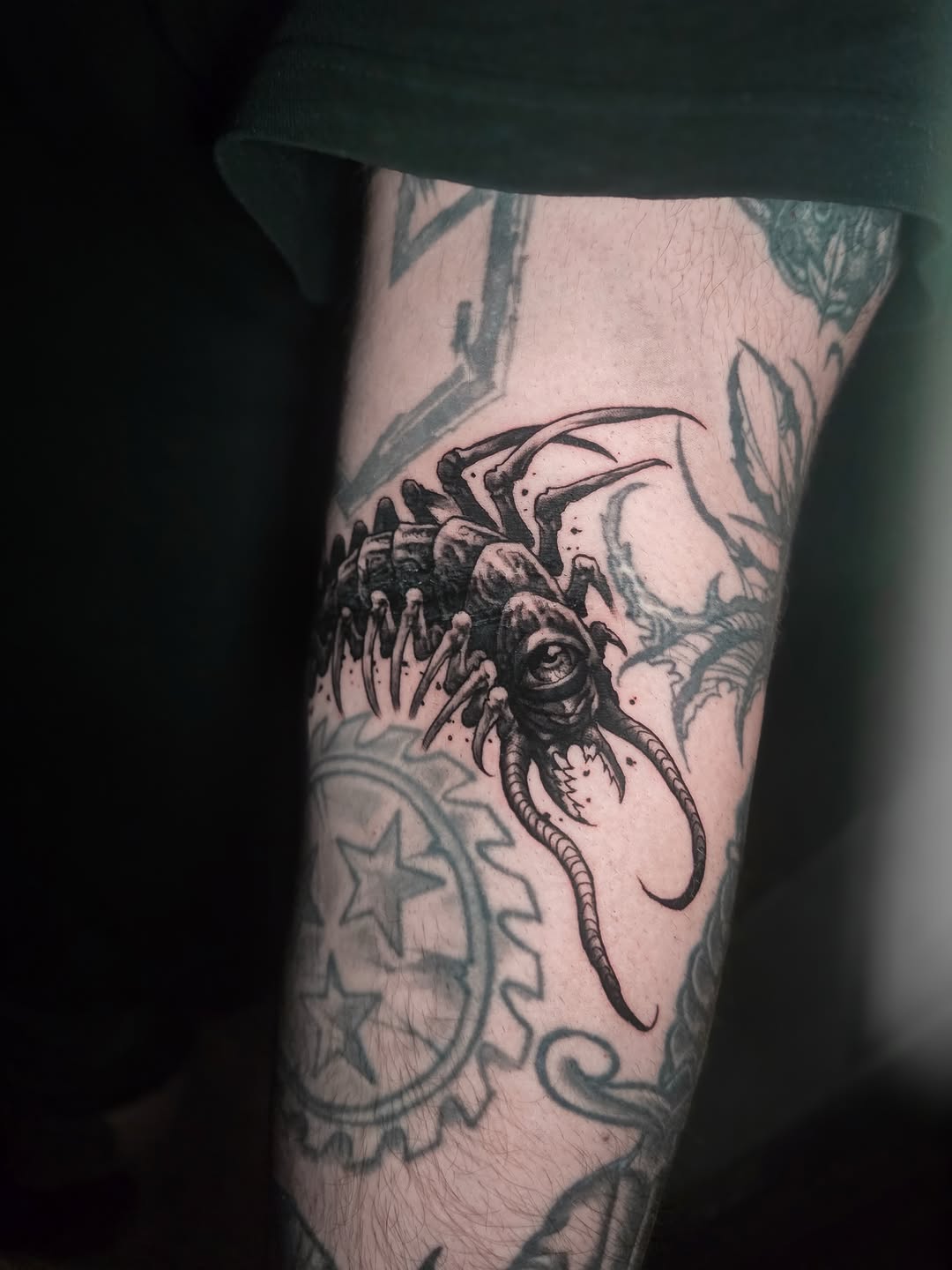 Tattoo by @crawlspace_tattoo โ dark_realism, black_and_grey