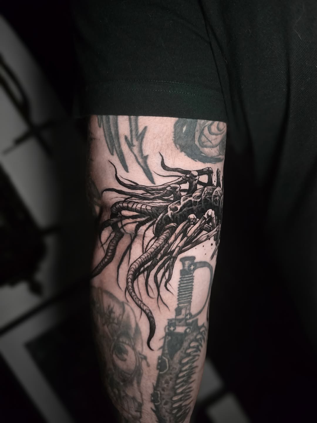 Tattoo by @crawlspace_tattoo โ dark_realism, black_and_grey