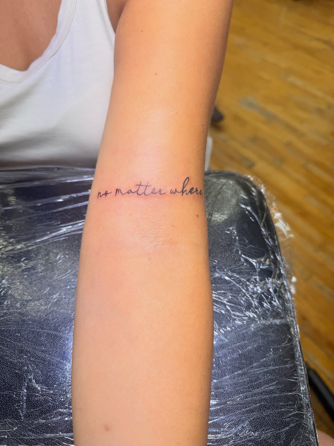 Tattoo by @inked_by_parisapple — lettering_script, fine_line