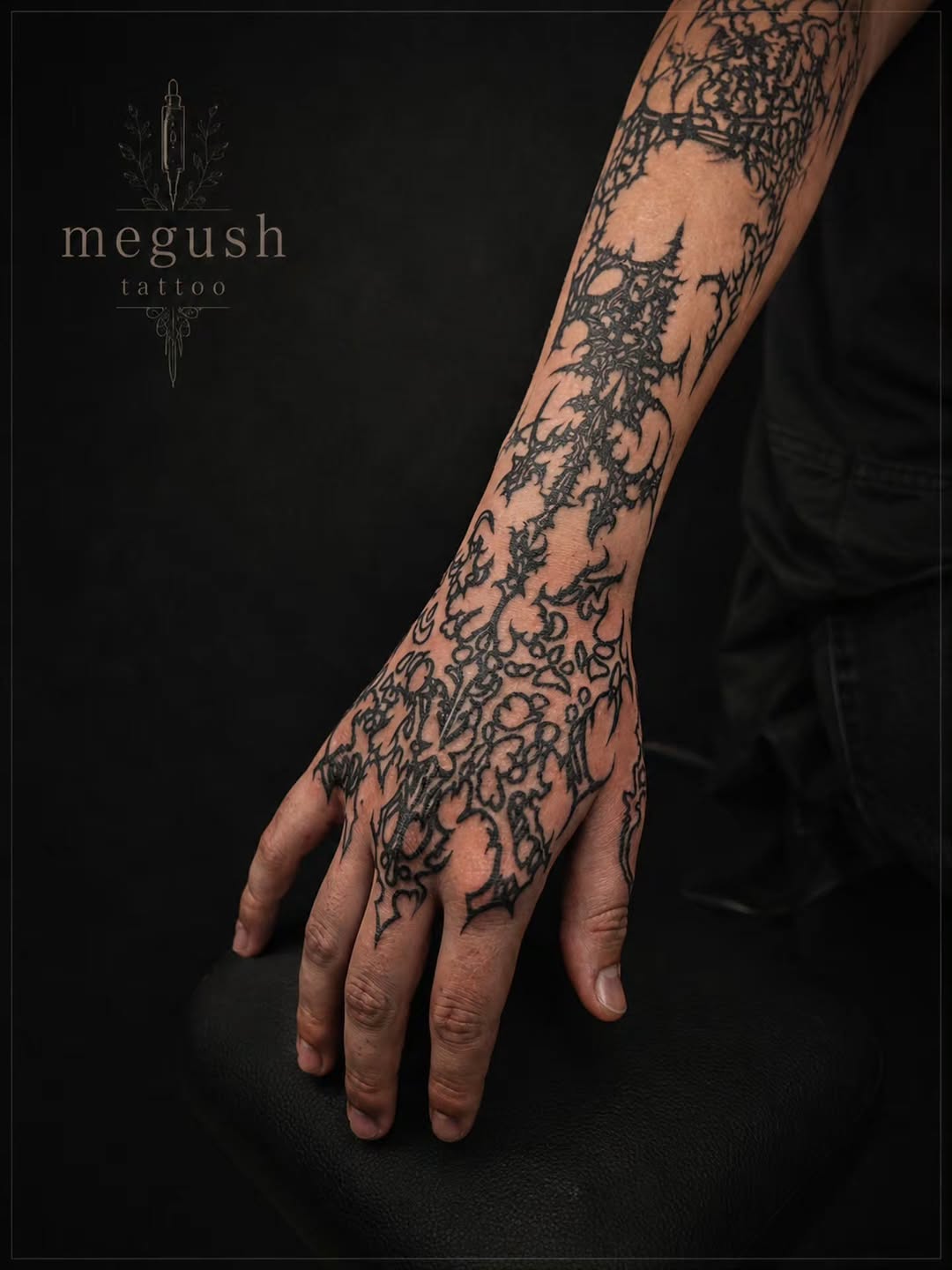 Tattoo by @megushtattoo — blackwork, ornamental