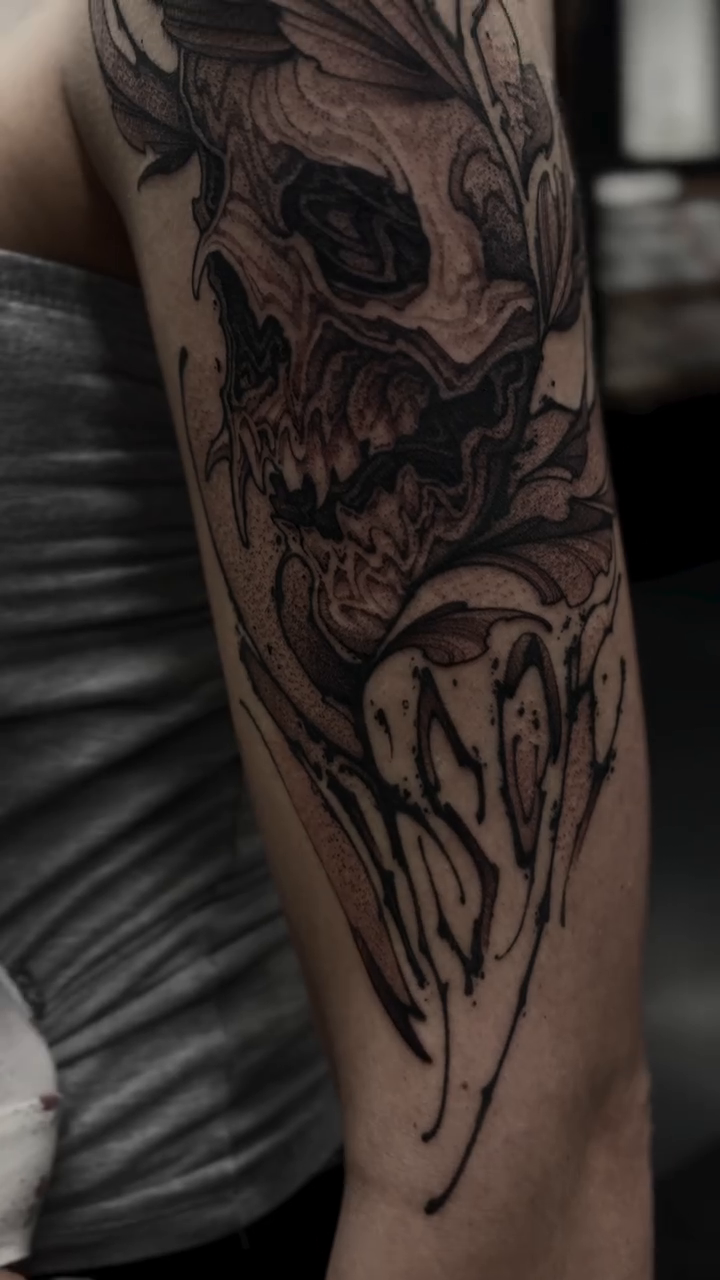 Tattoo by @8jinx9 — dark_realism, black_and_grey