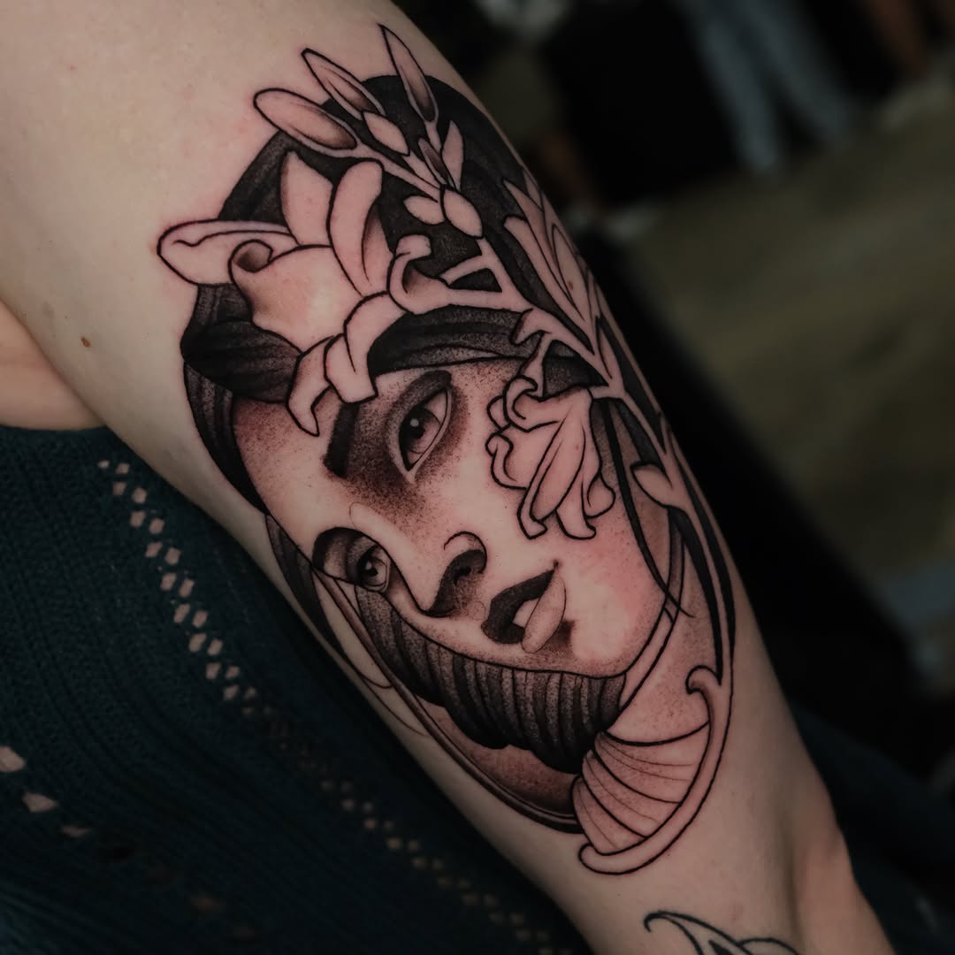Tattoo by @coztic_tatt โ black_and_grey, neo_traditional