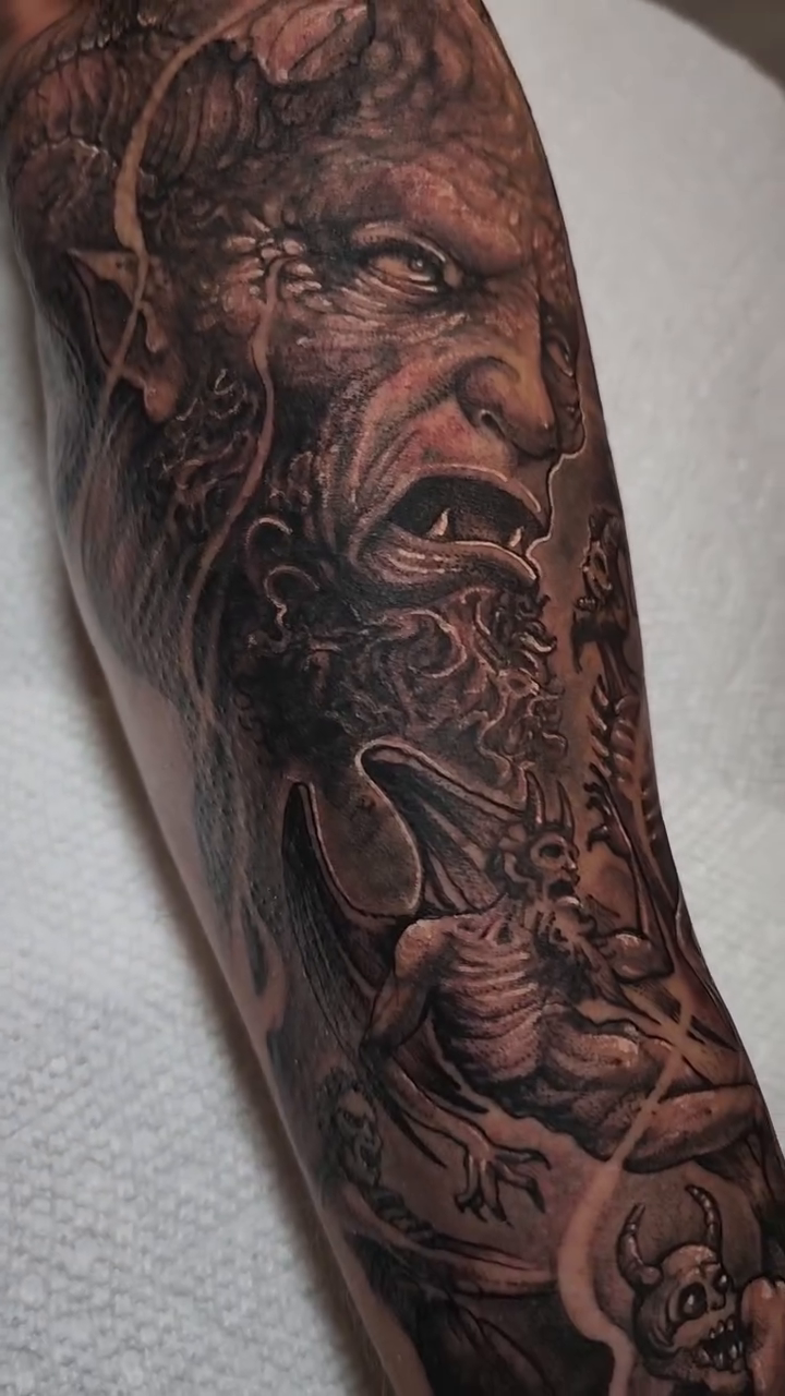 Tattoo by @401tattoo — dark_realism, black_and_grey
