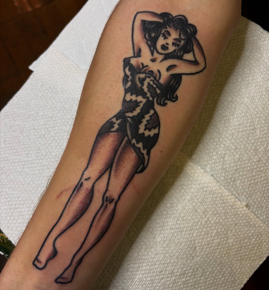 Tattoo by @mishkatraditional — american_traditional, black_and_grey