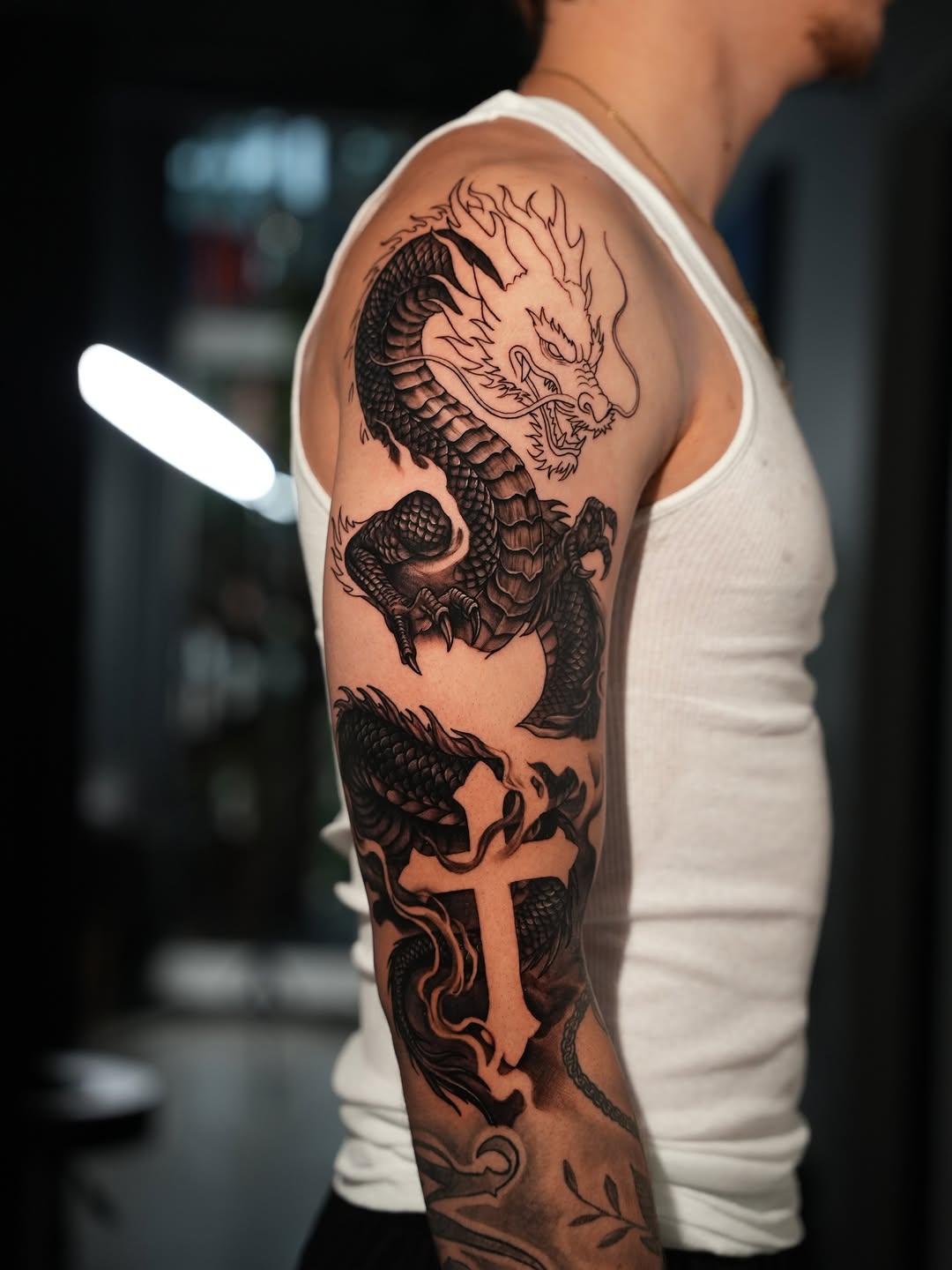 Tattoo by @badvibestattoos — japanese_irezumi, black_and_grey
