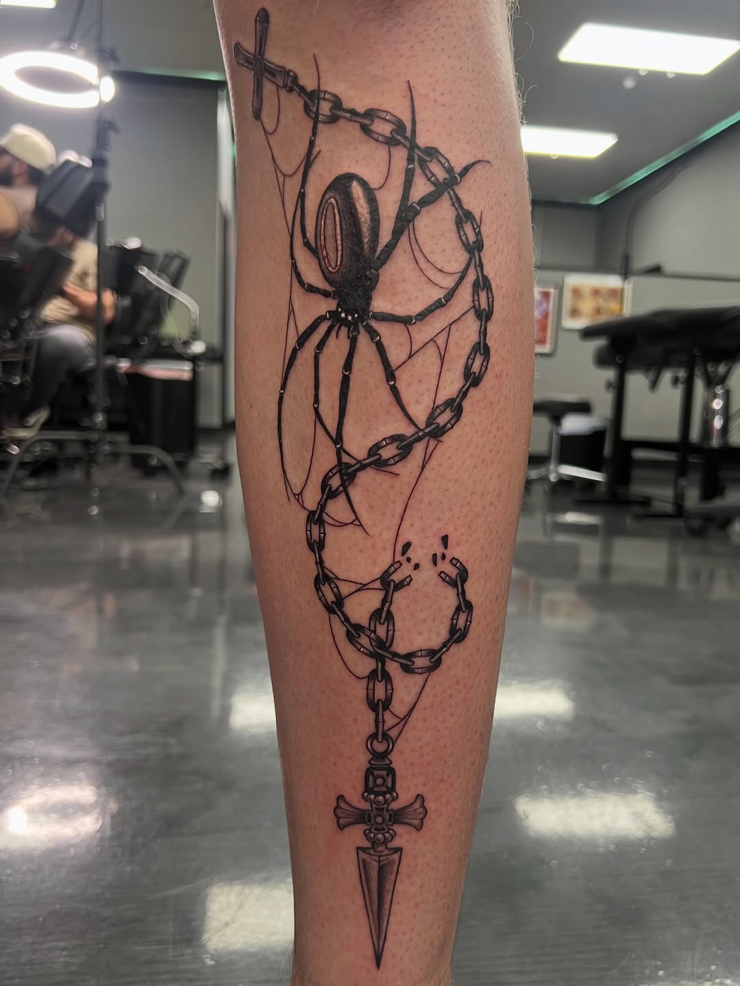 Tattoo by @meech.ink — black_and_grey, dark_realism