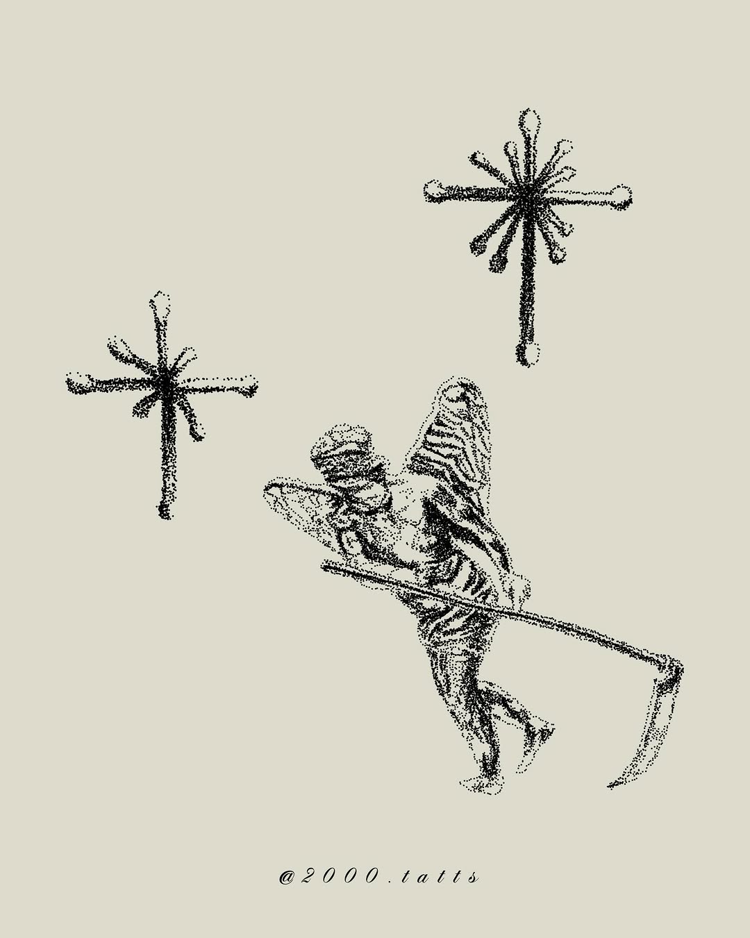 Tattoo by @2000.tatts โ dotwork, dark_realism
