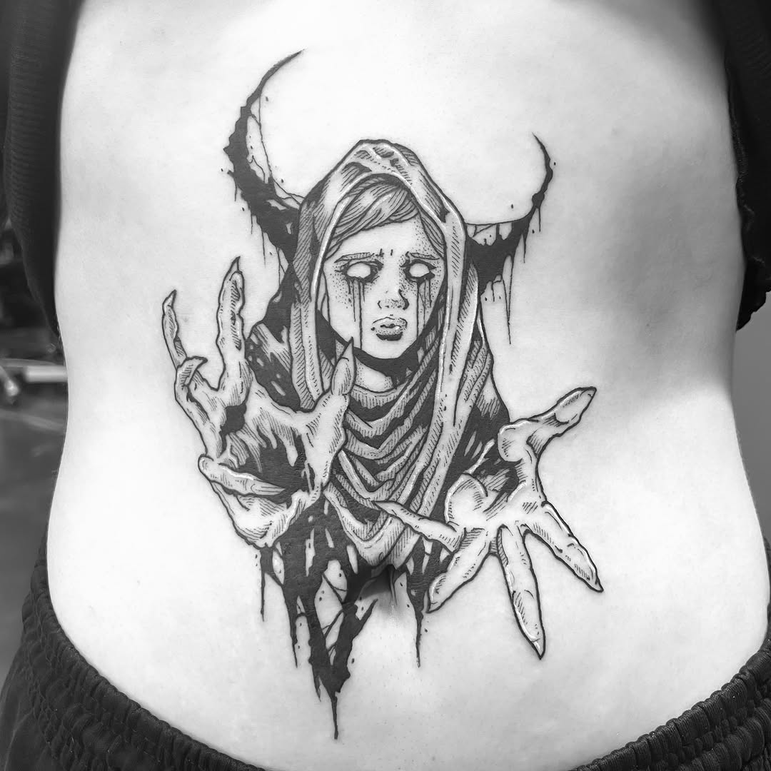 Tattoo by @jonvonschlong β blackwork, dark_realism
