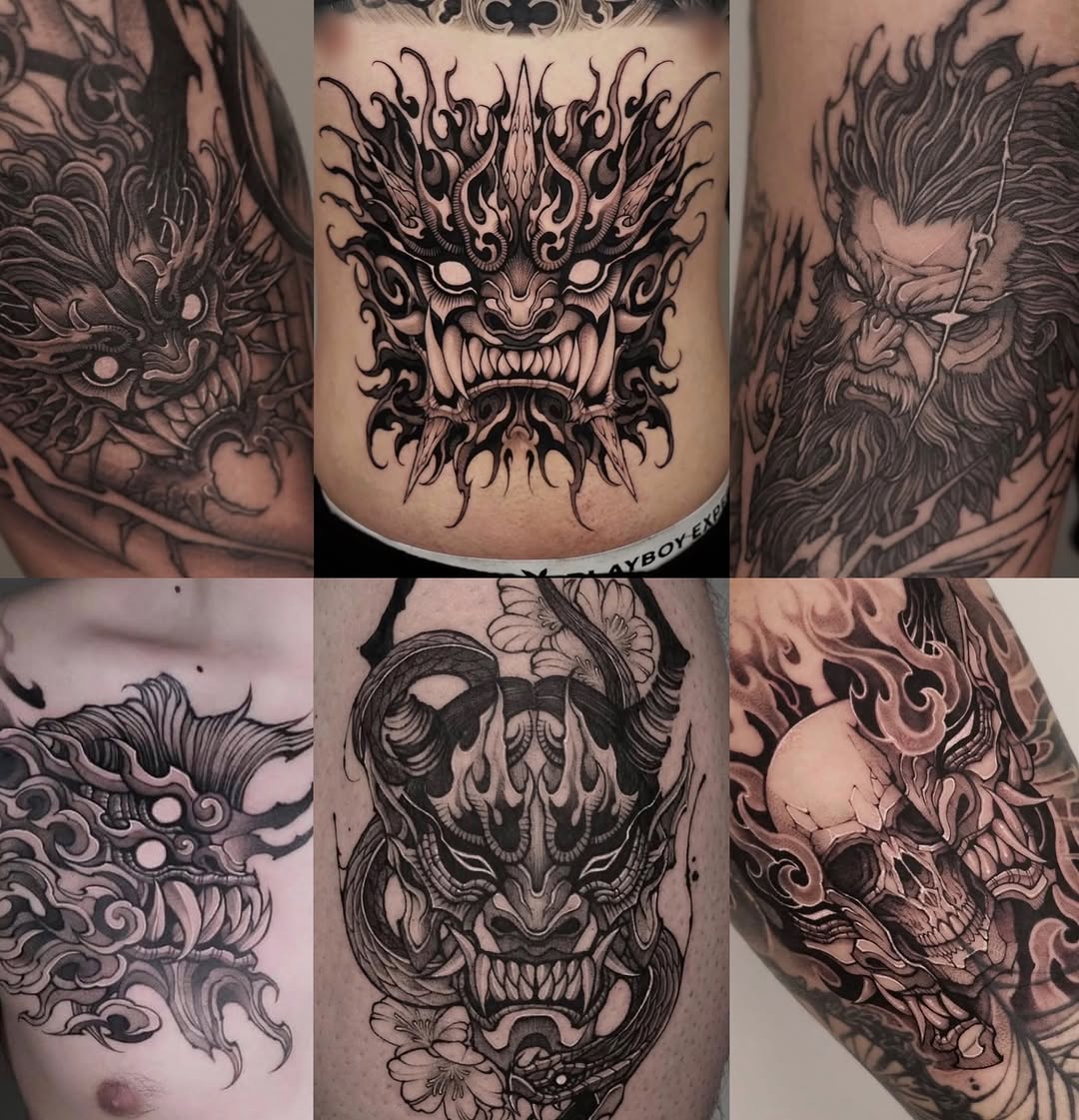 Tattoo by @__1.0__ β black_and_grey, japanese_irezumi