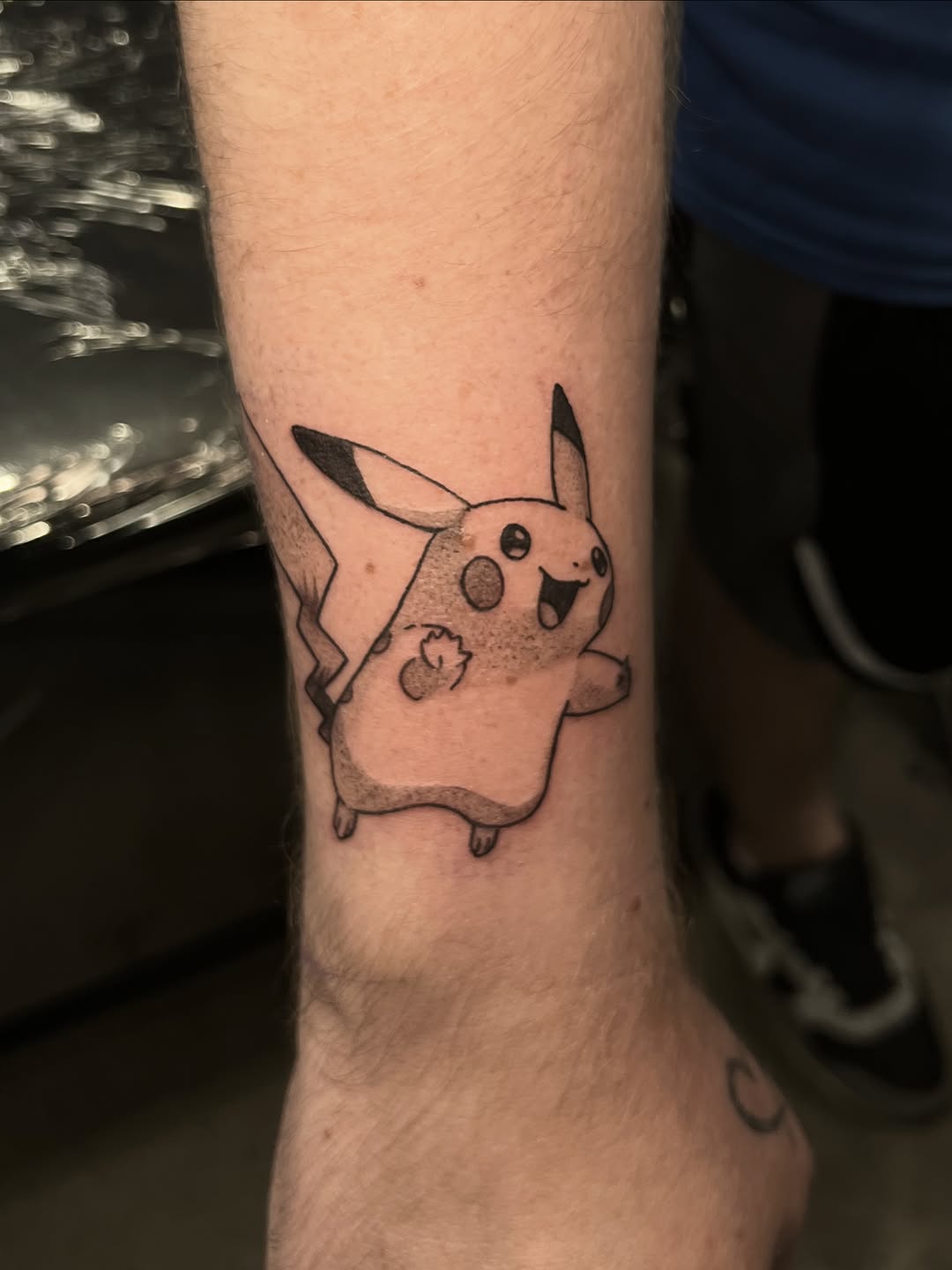 Tattoo by @nefdraws — anime, black_and_grey