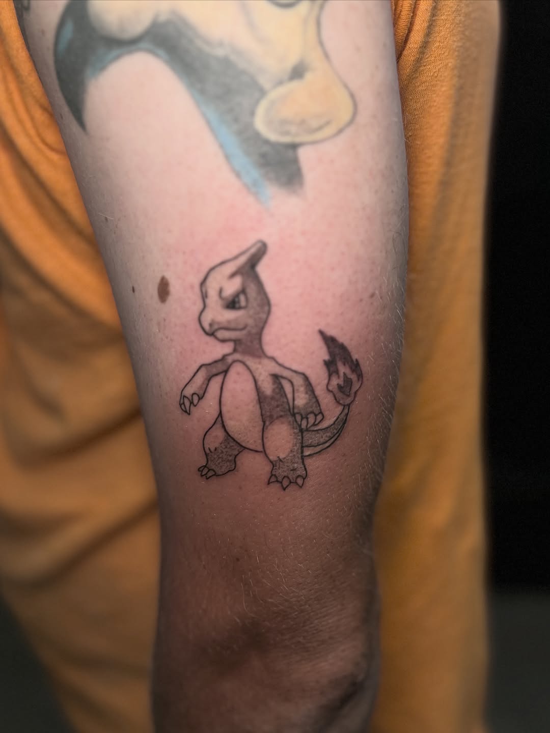 Tattoo by @nefdraws — anime, black_and_grey