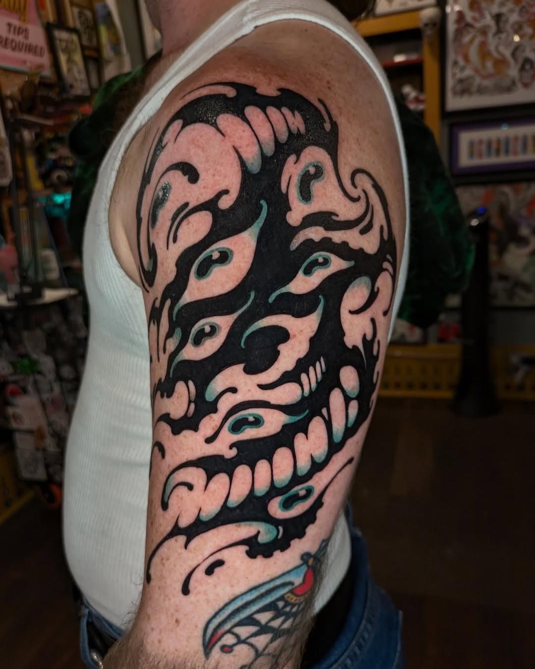 Tattoo by @cwednesday — blackwork, new_school