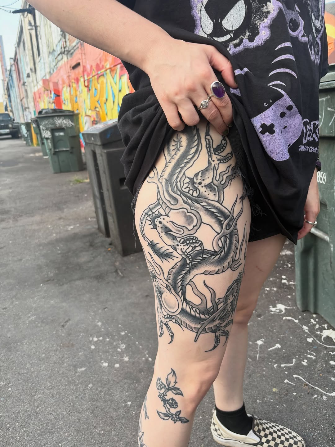 Tattoo by @tenderhearttattoo — japanese_irezumi, black_and_grey