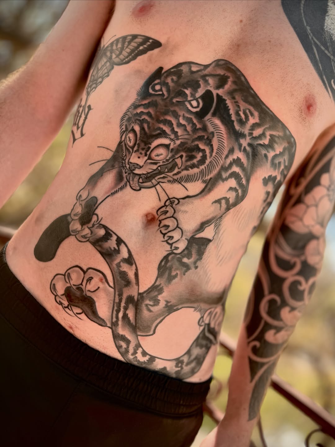 Tattoo by @morgan_tattoos — japanese_irezumi, black_and_grey