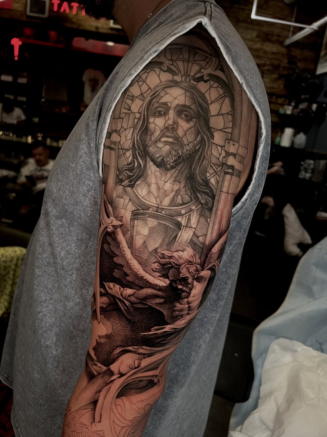 Tattoo by @jonnelson_tattoos — black_and_grey, realism