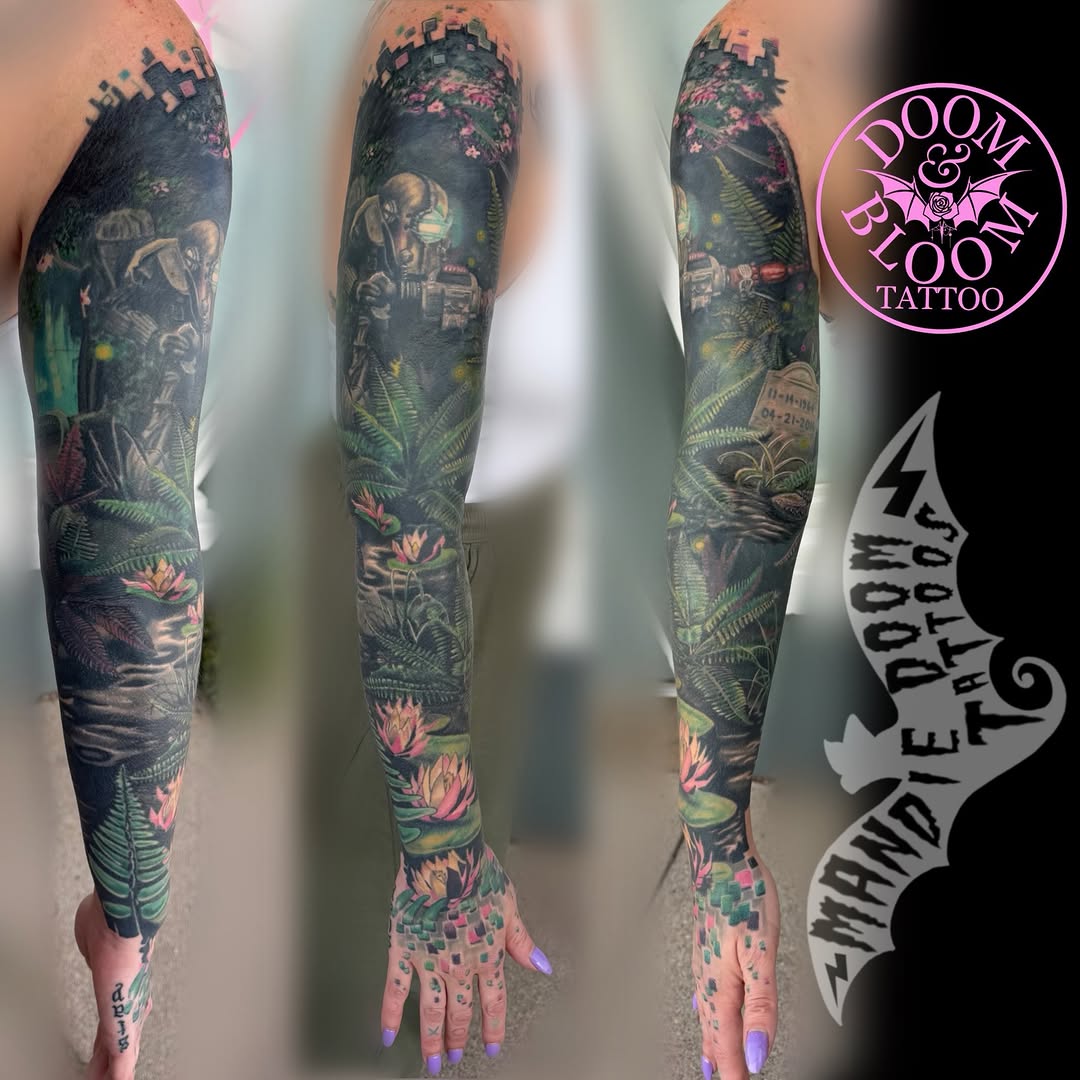 Tattoo by @mandiedoomtattoos — realism, black_and_grey