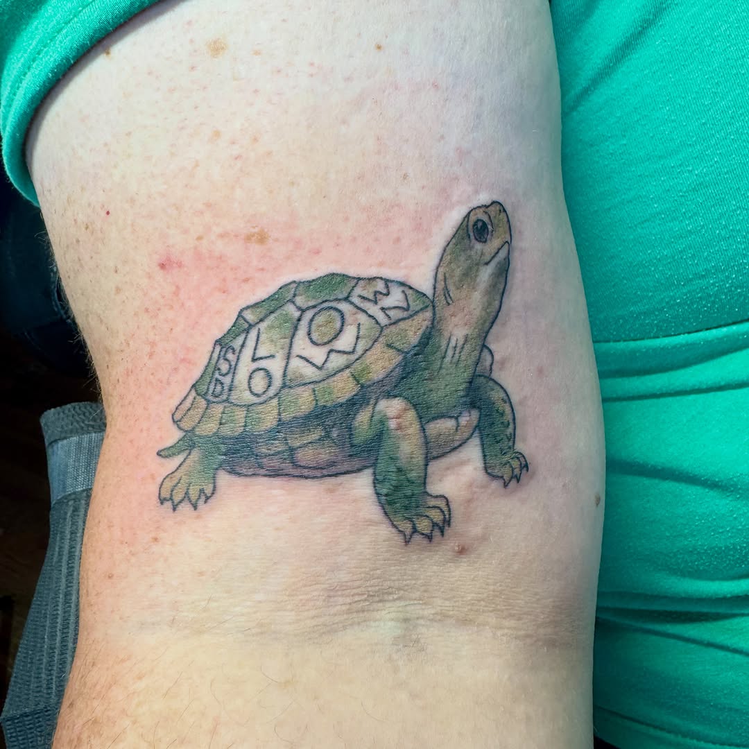 Tattoo by @beesnestqueenbee — realism, lettering_script