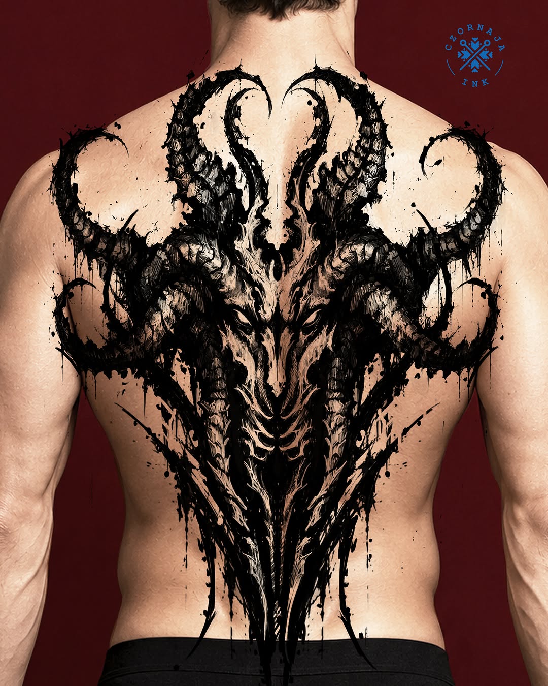 Tattoo by @czornaja_ink — blackwork, trash_polka